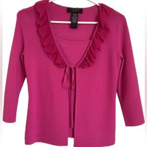Cable & Gauge Adorable Attached 2 Piece Tank & Pink Ruffled Cardigan